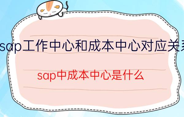 sap工作中心和成本中心对应关系 sap中成本中心是什么？